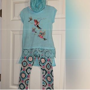Girls 3 piece matching pants set size 6X